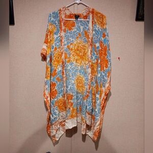 Rafe Accesorio Orange and Blue Boxy Short Sleeve Tunic